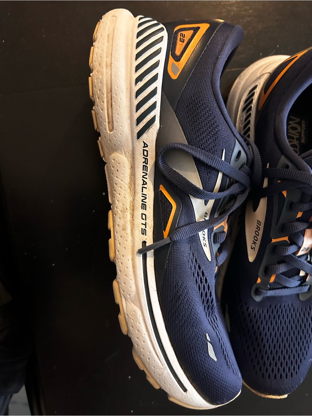 Brooks Adrenaline GTS 23 Running Shoes Navy Orange Cushioned Sneakers